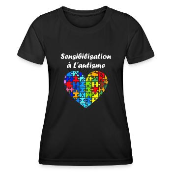 sensibilisation a l'autisme autiste - T-shirt sport Femme - noir - Devant - AI Model Female 172 light (172cm)