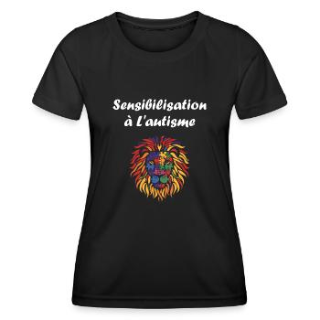 sensibilisation a l'autisme autiste - T-shirt sport Femme - noir - Devant - AI Model Female 172 light (172cm)