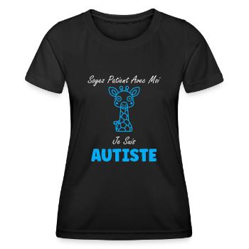 sensibilisation à l'autisme autiste - T-shirt sport Femme - noir - Devant - AI Model Female 172 light (172cm)