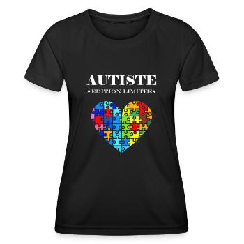 sensibilisation a l'autisme autiste - T-shirt sport Femme - noir - Devant - AI Model Female 172 light (172cm)