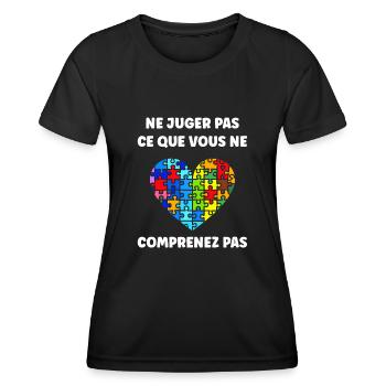 sensibilisation a l'autisme autiste - T-shirt sport Femme - noir - Devant - AI Model Female 172 light (172cm)