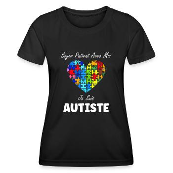 sensibilisation a l'autisme autiste - T-shirt sport Femme - noir - Devant - AI Model Female 172 light (172cm)