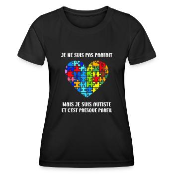 sensibilisation a l'autisme autiste - T-shirt sport Femme - noir - Devant - AI Model Female 172 light (172cm)