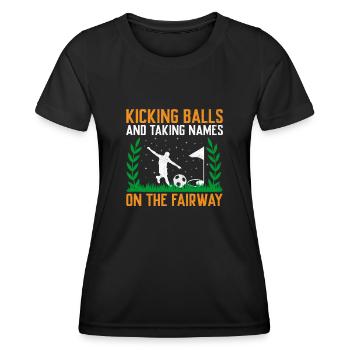 Footgolf Player Foot Golf Playing Footgolfers Foot - Women's Functional T-Shirt - black - Front - AI Model Female 172 light (172cm)