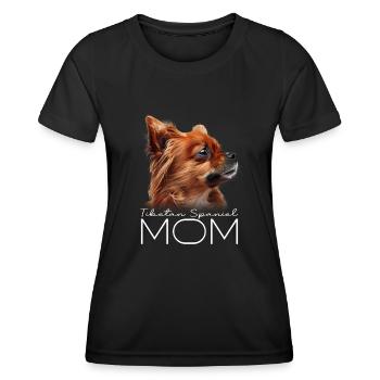 Maman épagneul tibétain - T-shirt sport Femme - noir - Devant - AI Model Female 172 light (172cm)