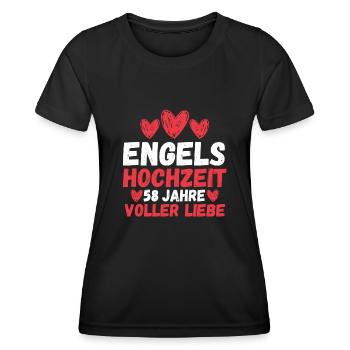 Ehe Engelshochzeit 58 Jahre Verheiratet Hochzeitst - Frauen Funktions-T-Shirt - Schwarz - Vorne - AI Model Female 172 light (172cm)