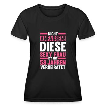 Marriage Angel Wedding 58 Years Married Wedding - Women's Functional T-Shirt - black - Front - AI Model Female 172 light (172cm)