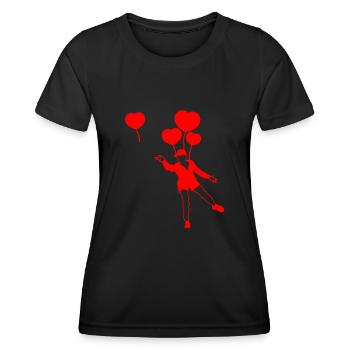 Aufsteigende Herz Luftballons - Frauen Funktions-T-Shirt - Schwarz - Vorne - AI Model Female 172 light (172cm)