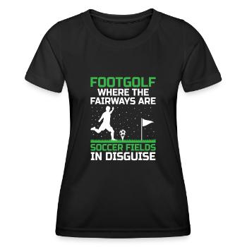 Footgolf Player Foot Golf Playing Footgolfers Foot - Women's Functional T-Shirt - black - Front - AI Model Female 172 light (172cm)