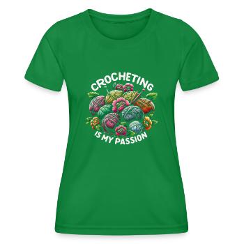 Crochet Crochet Crochet Fil Tricot Citations - T-shirt sport Femme - vert - Devant - AI Model Female 172 dark (172cm)