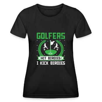 Footgolf Player Foot Golf Playing Footgolfers Foot - Women's Functional T-Shirt - black - Front - AI Model Female 172 light (172cm)