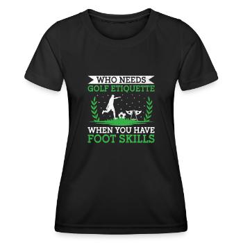 Footgolf Player Foot Golf Playing Footgolfers Foot - Women's Functional T-Shirt - black - Front - AI Model Female 172 light (172cm)