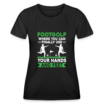 Footgolf Player Foot Golf Playing Footgolfers Foot - Women's Functional T-Shirt - black - Front - AI Model Female 172 light (172cm)