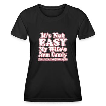 Ce n’est pas facile d’être le bonbon du bras de ma femme - T-shirt sport Femme - noir - Devant - AI Model Female 172 light (172cm)