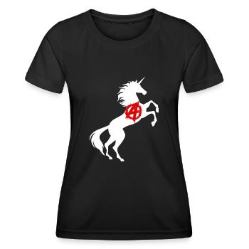 Licorne Anarchie Symbole T-Shirt Anarchisme Magique - T-shirt sport Femme - noir - Devant - AI Model Female 172 light (172cm)