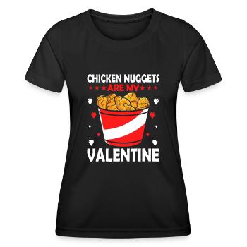 Chicken Nuggets Are My Valentine Retro Stripes - Women's Functional T-Shirt - black - Front - AI Model Female 172 light (172cm)