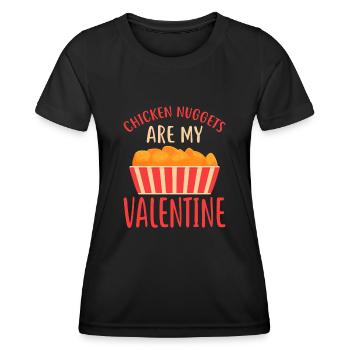 Chicken Nuggets Are My Valentine Retro Stripes - Women's Functional T-Shirt - black - Front - AI Model Female 172 light (172cm)