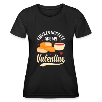 Chicken Nuggets Are My Valentine Retro Stripes - Women's Functional T-Shirt - black - Front - AI Model Female 172 light (172cm)