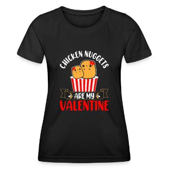 Les pépites de poulet sont mes rayures rétro de la Saint-Valentin - T-shirt sport Femme - noir - Devant - AI Model Female 172 light (172cm)