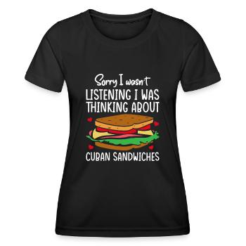 Cuban Sandwich au beurre de cacahuète pour hommes et femmes - T-shirt sport Femme - noir - Devant - AI Model Female 172 light (172cm)