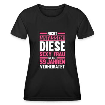 Ehe Gezeitenhochzeit 59 Jahre Verheiratet Hochzeit - Frauen Funktions-T-Shirt - Schwarz - Vorne - AI Model Female 172 light (172cm)