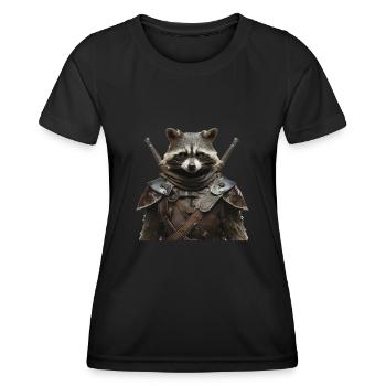 Waschbär Ritter Mittelalter - Frauen Funktions-T-Shirt - Schwarz - Vorne - AI Model Female 172 light (172cm)