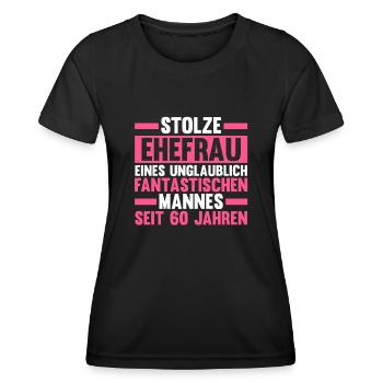 Ehe Diamantene Hochzeit 60 Jahre Verheiratet Hochz - Frauen Funktions-T-Shirt - Schwarz - Vorne - AI Model Female 172 light (172cm)
