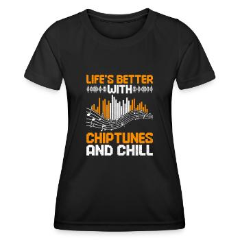Chiptune Music Lover Groove zu den Bleeps und Bloo - Frauen Funktions-T-Shirt - Schwarz - Vorne - AI Model Female 172 light (172cm)