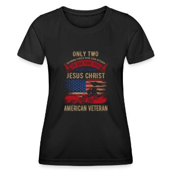 Only Two Die For You - Jesus Und Veteranen - Frauen Funktions-T-Shirt - Schwarz - Vorne - AI Model Female 172 light (172cm)
