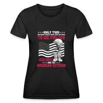 Only Two Die For You - Jesus Und Veteranen - Frauen Funktions-T-Shirt - Schwarz - Vorne - AI Model Female 172 light (172cm)