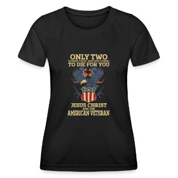 Only Two Die For You - Jesus Und Veteranen - Frauen Funktions-T-Shirt - Schwarz - Vorne - AI Model Female 172 light (172cm)