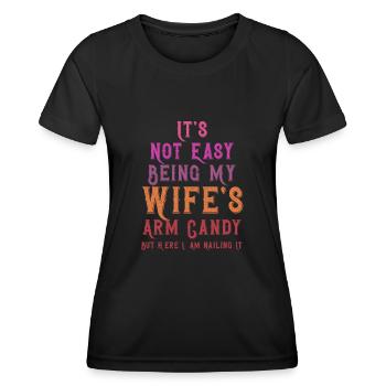 Ce n’est pas facile d’être le bonbon du bras de ma femme - T-shirt sport Femme - noir - Devant - AI Model Female 172 light (172cm)