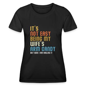 Ce n’est pas facile d’être le bonbon du bras de ma femme - T-shirt sport Femme - noir - Devant - AI Model Female 172 light (172cm)