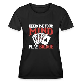 Bridge Kartenspiel Geschenk - Frauen Funktions-T-Shirt - Schwarz - Vorne - AI Model Female 172 light (172cm)