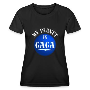 Ma planète est Gaga Ball Dodgeball Hexagon Pit - T-shirt sport Femme - noir - Devant - AI Model Female 172 light (172cm)
