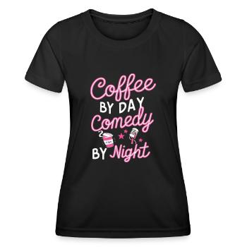 Café Le Jour Comédie La Nuit Comédien - T-shirt sport Femme - noir - Devant - AI Model Female 172 light (172cm)
