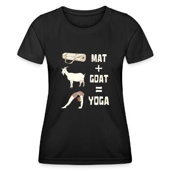 MAT + GOAT Means YOGA BAAA-MASTE GOATS YOGA - Women's Functional T-Shirt - black - Front - AI Model Female 172 light (172cm)