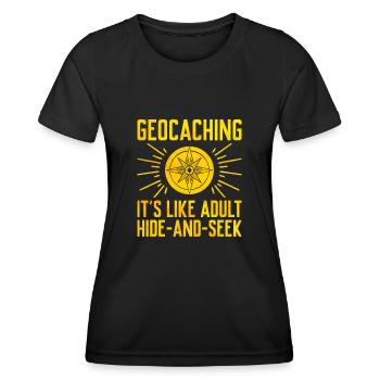 Géocaching Géocache Géocacher Funny Geocacher Sayi - T-shirt sport Femme - noir - Devant - AI Model Female 172 light (172cm)