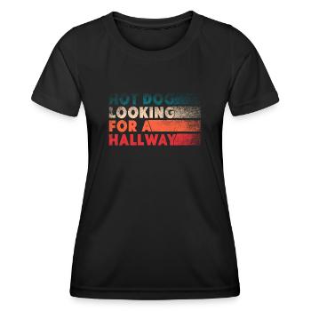 Hot-dog à la recherche d’un couloir - T-shirt sport Femme - noir - Devant - AI Model Female 172 light (172cm)