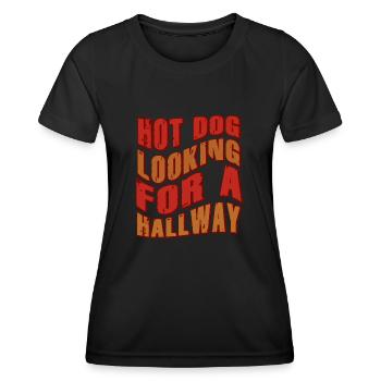 Hot Dog sucht einen Flur - Frauen Funktions-T-Shirt - Schwarz - Vorne - AI Model Female 172 light (172cm)