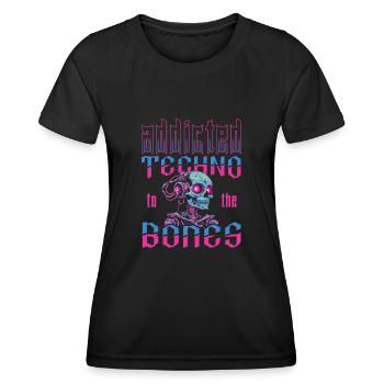 Techno Raver - T-shirt sport Femme - noir - Devant - AI Model Female 172 light (172cm)