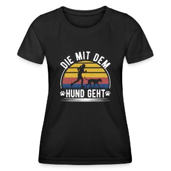 Hundebesitzerin, Die mit dem Hund geht, Frauchen - Frauen Funktions-T-Shirt - Schwarz - Vorne - AI Model Female 172 light (172cm)