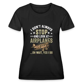 Pilot Flieger Flugzeuge - Frauen Funktions-T-Shirt - Schwarz - Vorne - AI Model Female 172 light (172cm)