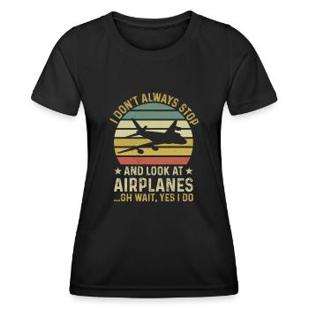 Pilot Flieger Flugzeuge - Frauen Funktions-T-Shirt - Schwarz - Vorne - AI Model Female 172 light (172cm)