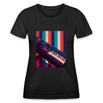 Clavier Keytar Cadeau - T-shirt sport Femme - noir - Devant - AI Model Female 172 light (172cm)