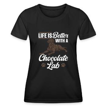 Schoko Brauner Labrador Retriever Hund - Frauen Funktions-T-Shirt - Schwarz - Vorne - AI Model Female 172 light (172cm)
