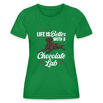 Schoko Brauner Labrador Retriever Hund - Frauen Funktions-T-Shirt - Kelly Green - Vorne - AI Model Female 172 dark (172cm)