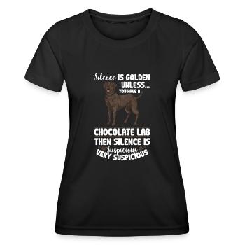 Schoko Brauner Labrador Retriever Hund - Frauen Funktions-T-Shirt - Schwarz - Vorne - AI Model Female 172 light (172cm)