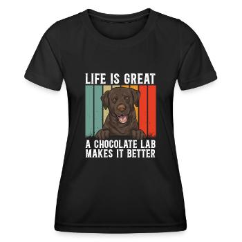 Schoko Brauner Labrador Retriever Hund - Frauen Funktions-T-Shirt - Schwarz - Vorne - AI Model Female 172 light (172cm)