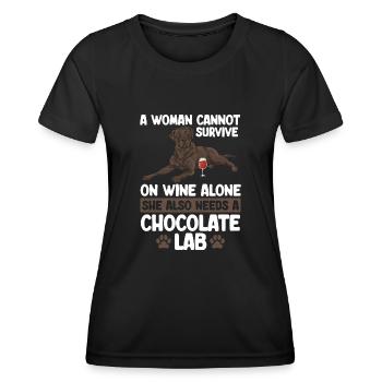 Schoko Brauner Labrador Retriever Hund - Frauen Funktions-T-Shirt - Schwarz - Vorne - AI Model Female 172 light (172cm)